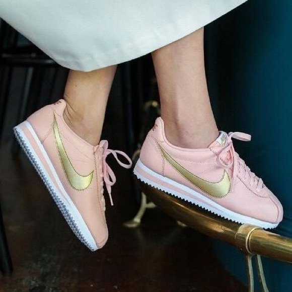nike cortez pink gold